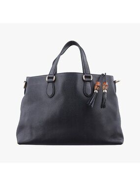 Gucci Bamboo Tassel Tote Black Leather